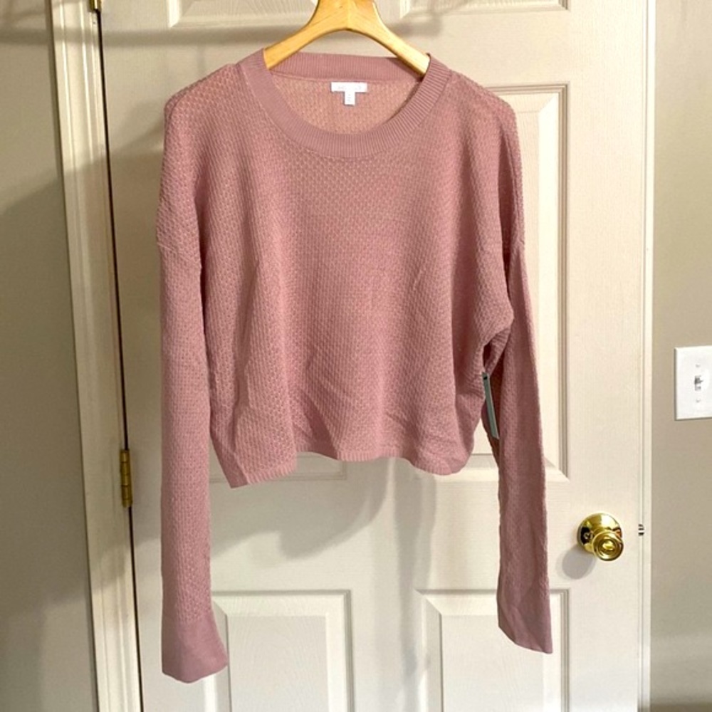 Abound - Nordstrom- Textured Crew Neck Cropped Sweater mauve pink